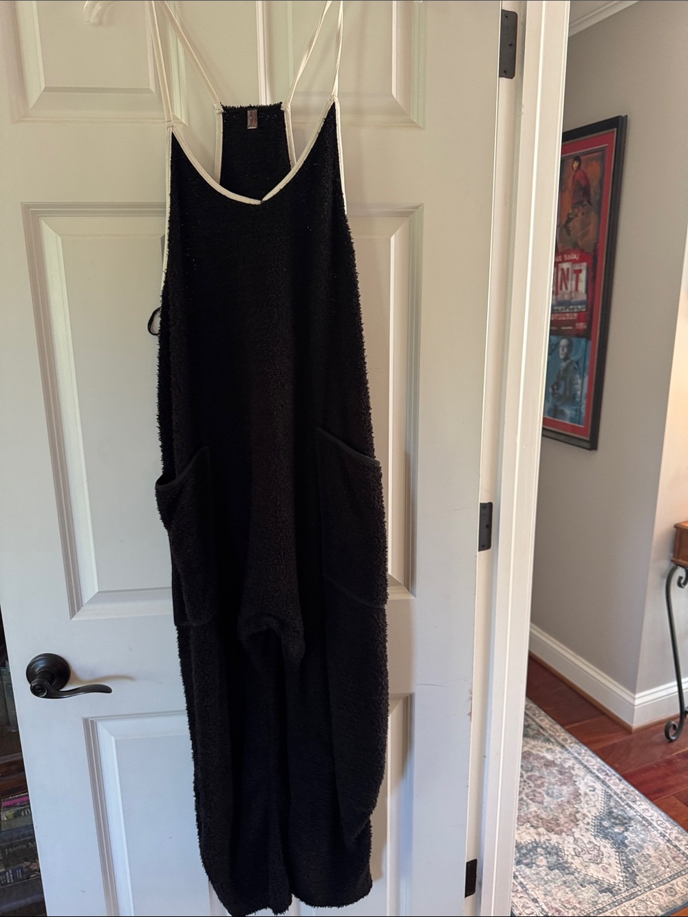 Free People Black Teddy Jumpsuit with Cream Trim